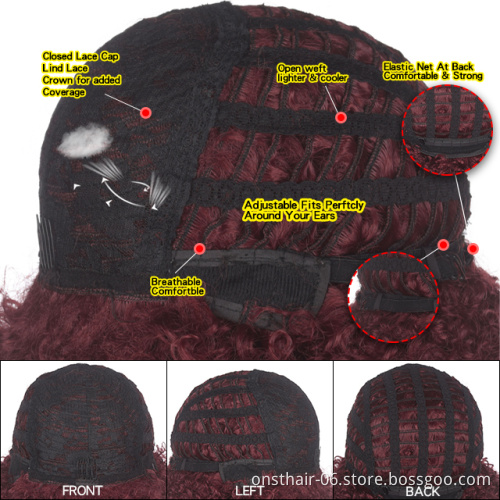 Onst Best  Price Wigs for Black Women Synthetic Kinky Curly Wigs 12 inches Short Black Natural Afro Hair for Black Women 2colors